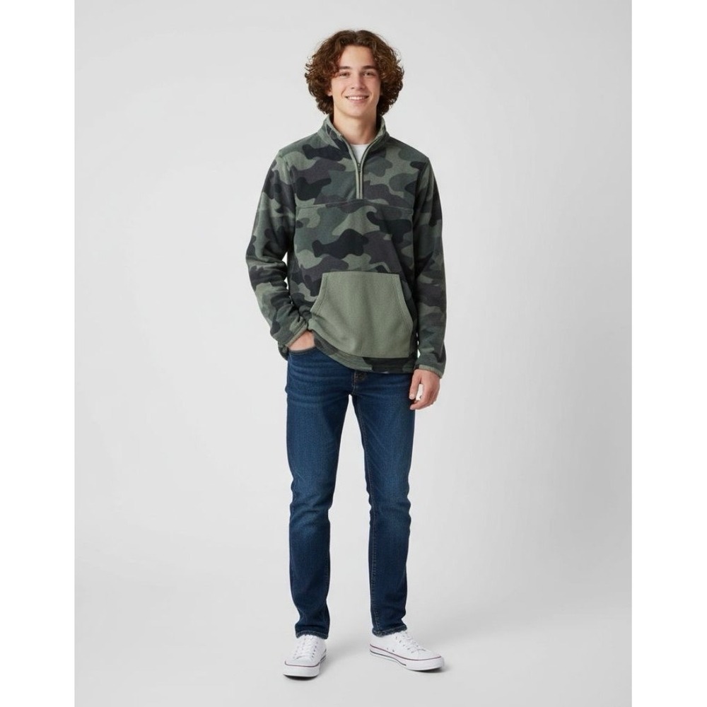OshKosh B'gosh Kids 14 14A Camo Fleece 1/4 Zip Pullover‎ Sweatshirt Pockets
